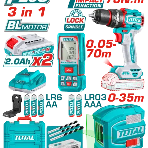 COMBO СЕТ 3/1 20V 2x2.0Ah TOTAL TOSLI250511