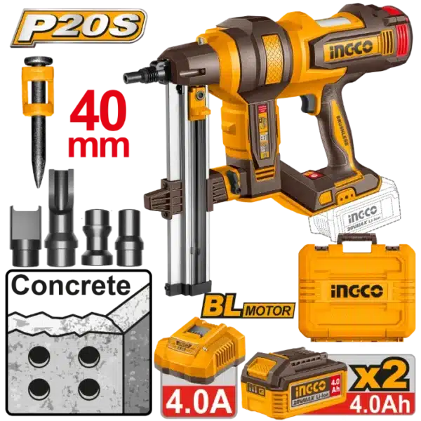 ХЕФТАЛИЦА ЗА ШАЈКИ 20V 2x4.0Ah БАТЕРИИ INGCO CCNLI9008