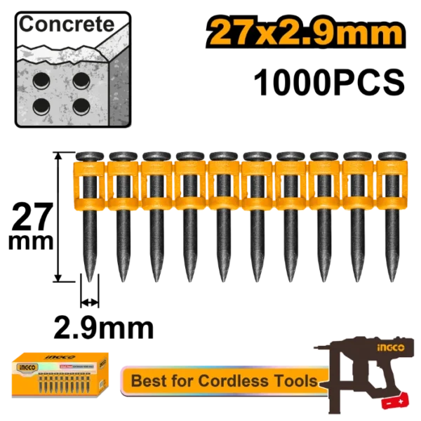 ШАЈКИ ЗА БЕТОН ЛЕНТА 2.9x27mm 1000PCS INGCO ANA02271
