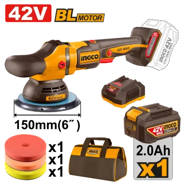 ПОЛИРКА 150mm 42V 1x2.0Ah INGCO APLI42151