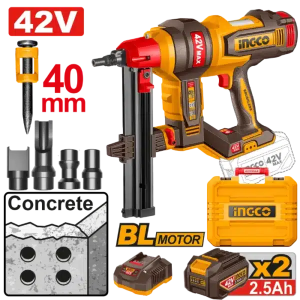 ХЕФТАЛИЦА ЗА ШАЈКИ ВО БЕТОН 42V 2x2.5Ah INGCO CCNLI420602