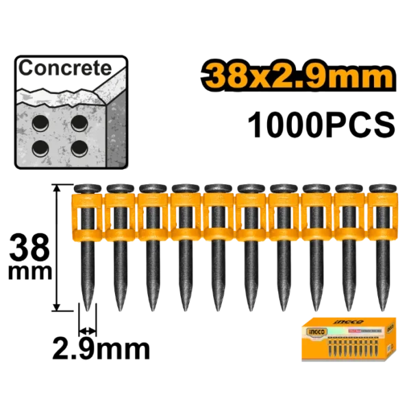 ШАЈКИ ЗА БЕТОН ЛЕНТА 2.9x38mm 1000PCS INGCO ANA02381