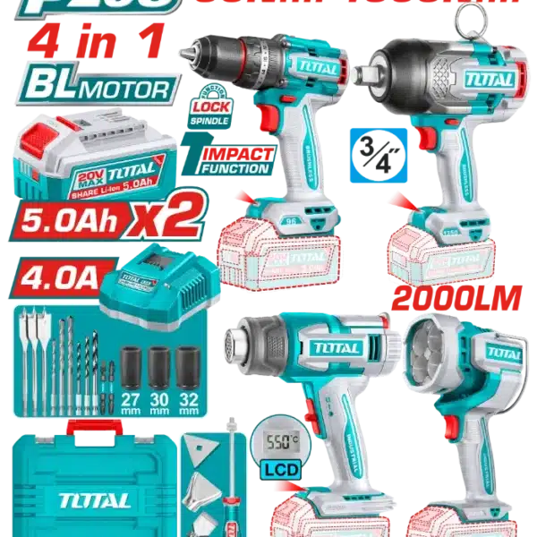 COMBO СЕТ 4/1 20V 2x5.0Ah TOTAL TOSLI250608