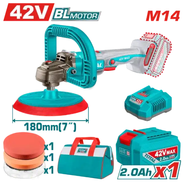 БАТЕРИСКА ПОЛИРКА 42V 180mm 1x2.0A TOTAL TAPLI42181