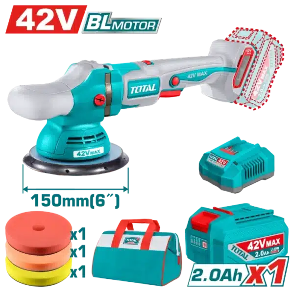БАТЕРИСКА ПОЛИРКА 42V 150mm 1x2.0Ah TOTAL TAPLI42151