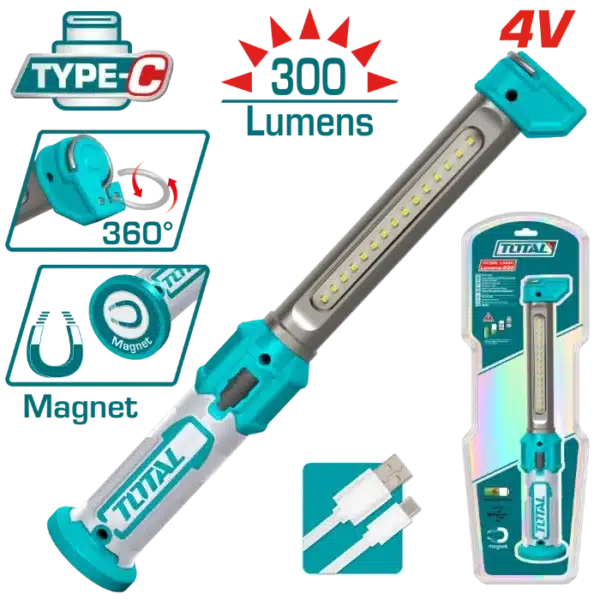 АВТОМЕХАНИЧАРСКА ЛЕД СВЕТИЛКА 3.5W 4V TYPE-C МАГНЕТ TOTAL TWLI043006