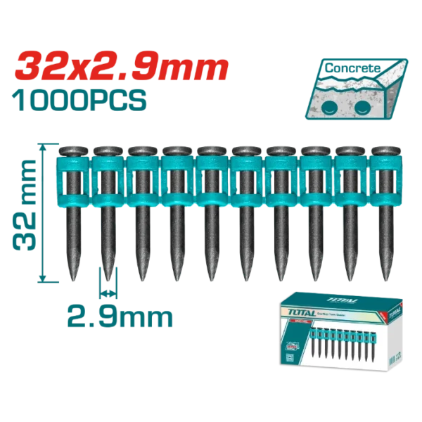 ШАЈКИ ЗА БЕТОН ЛЕНТА 2.9x32mm 1000П. TOTAL TAC02321