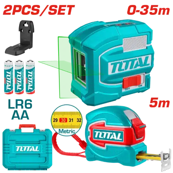 ЛАСЕР НИВЕЛАТОР 0-35M+МЕТРО 5M ВО КУФЕР TOTAL TLL680081-1