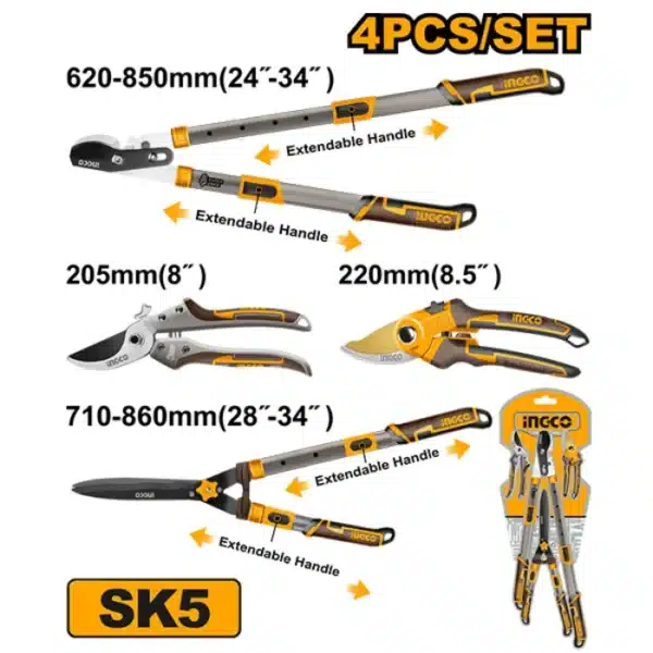 СЕТ 4/1 ГРАДИНАРСКИ НОЖИЦИ ЗА ГРАНКИ INGCO INGCO HLT93401