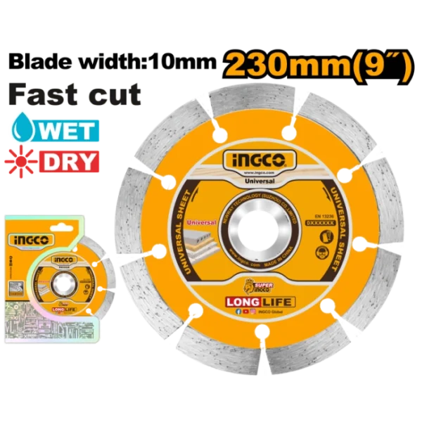 ДИЈАМАНТСКИ ДИСК УНИВЕРЗАЛЕН 230mm FAST CUT INGCO DMD012302
