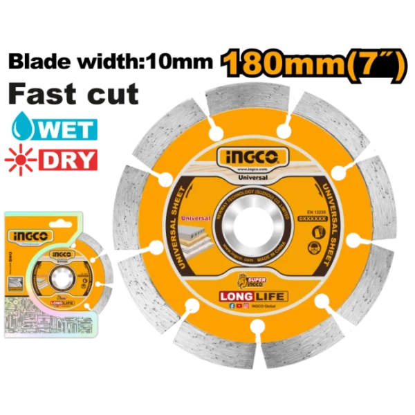 ДИЈАМАНТСКИ ДИСК УНИВЕРЗАЛЕН 180mm FAST CUT INGCO DMD011802