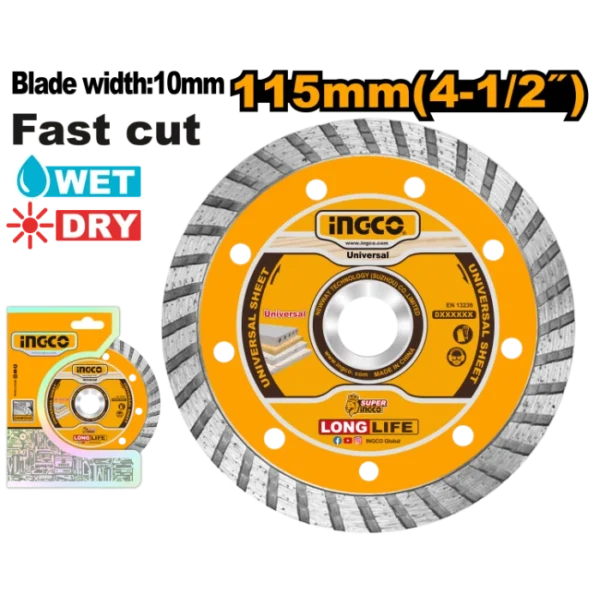 ДИЈАМАНТСКИ ДИСК УНИВЕРЗАЛЕН 115mm FAST CUT INGCO DMD031152