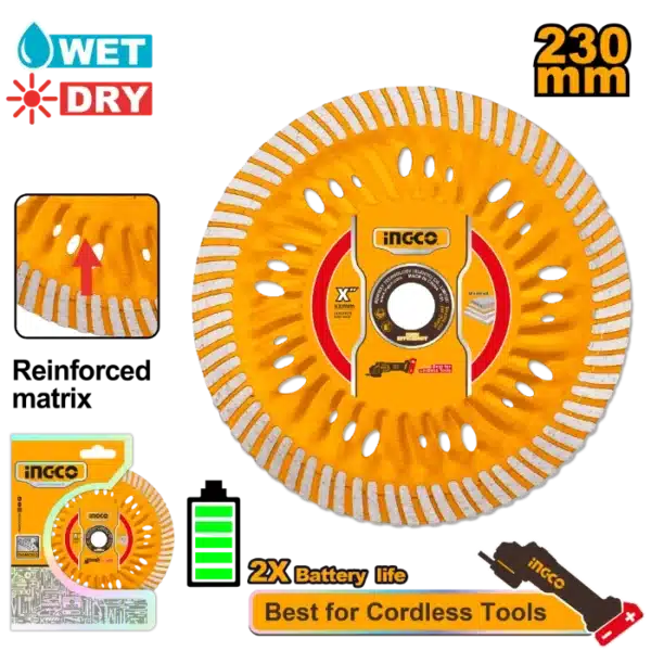 ДИЈАМАНТСКИ ДИСК 230mm ЗА БАТЕРИСКИ АЛАТ INGCO DMD062301