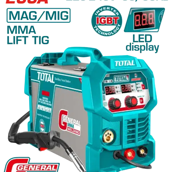 ИНВЕРТОР АПАРАТ ЗА ЗАВАРУВАЊЕ 200A (МАГ/МИГ/ММА/ТИГ Лифт) TOTAL TMGT20058