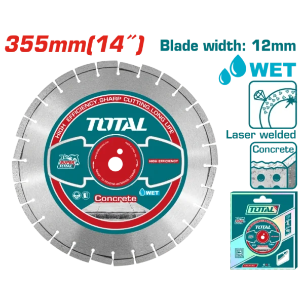 ДИЈАМАНТСКИ ДИСК 355mm ЗА МОКРО БЕТОН+АСФАЛТ TOTAL TAC2113552