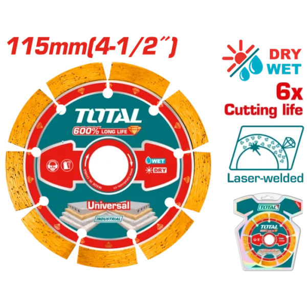 ДИЈАМАНТСКИ ДИСК 115mm УНИВЕРЗАЛЕН LONG LIFE TOTAL TAC2171151