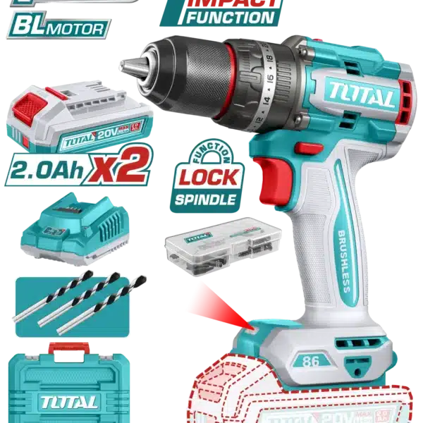 ШТРАФИЛИЦА 86Nm 20V 2x2.0Ah БАТЕРИИ TOTAL TIDLI208687