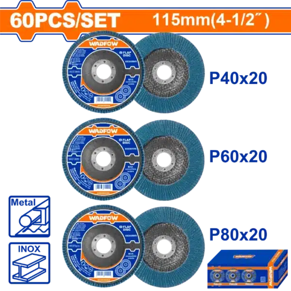 ФЛАП ДИСК СЕТ 3/1 (P40+P60+P80) WADFOW WYL1355