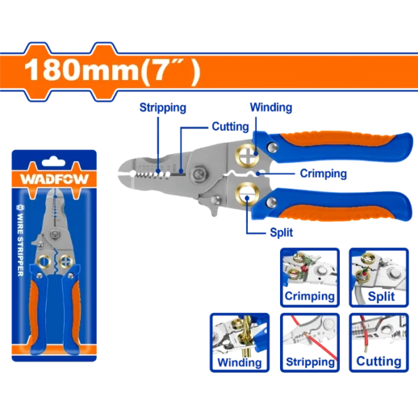 ЕЛЕКТРИЧАРСКА КЛЕШТА ЗА ОГОЛУВАЊЕ КАБЕЛ 180mm WADFOW WPL5627