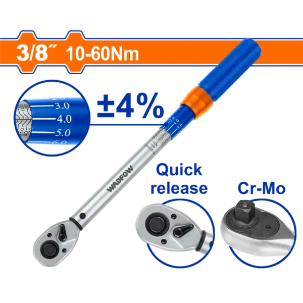 МОМЕНТ КЛУЧ КРЦКАЛКА 3/8" 10-60NM WADFOW WWQ6D11