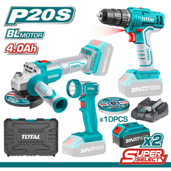 COMBO СЕТ 3/1 20V 2x4.0Ah TOTAL TCKLI2048