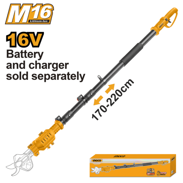 ТЕЛЕСКОПСКА РАЧКА ЗА НОЖИЦИ ЗА КРОЕЊЕ 16V 170–220СМ INGCO CERLI1658
