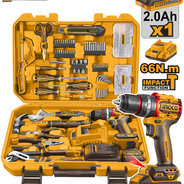 COMBO СЕТ 166/1 ШТРАФИЛИЦА 66Nm 20V + РАЧЕН АЛАТ INGCO HKTHP41662