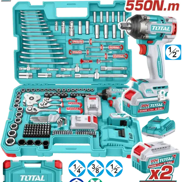 COMBO СЕТ 172/1 20V УДАРЕН ОДВРТУВАЧ 500Nm + РАЧЕН АЛАТ TOTAL THKTHP41728