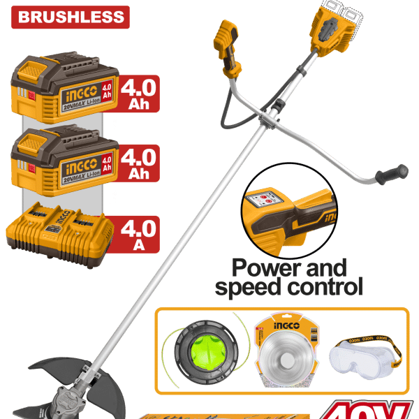 БАТЕРИСКИ ТРИМЕР INGCO 20V BRUSHLESS 2×4.0AH – CSTLI202522