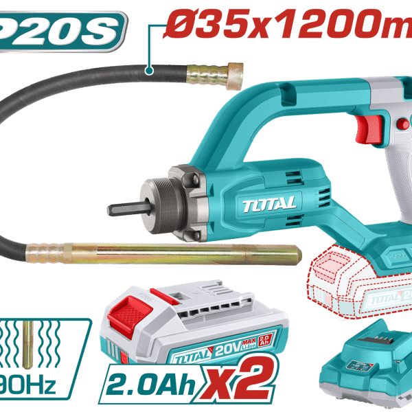 ВИБРАТОР ЗА БЕТОН 20V (2 БАТЕРИИ 2.0AH) F35 1200MM TCVLI2025021
