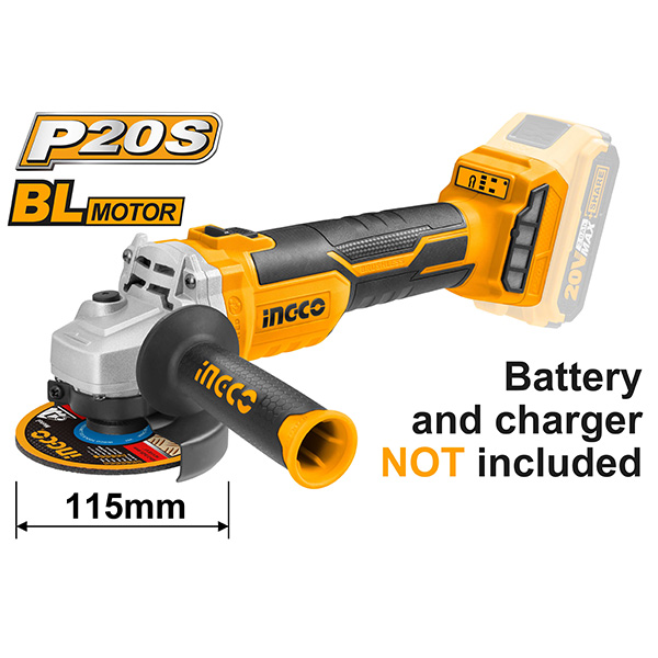БАТЕРИСКА АГОЛНА БРУСИЛКА INGCO 20V BRUSHLESS БЕЗ БАТЕРИЈА