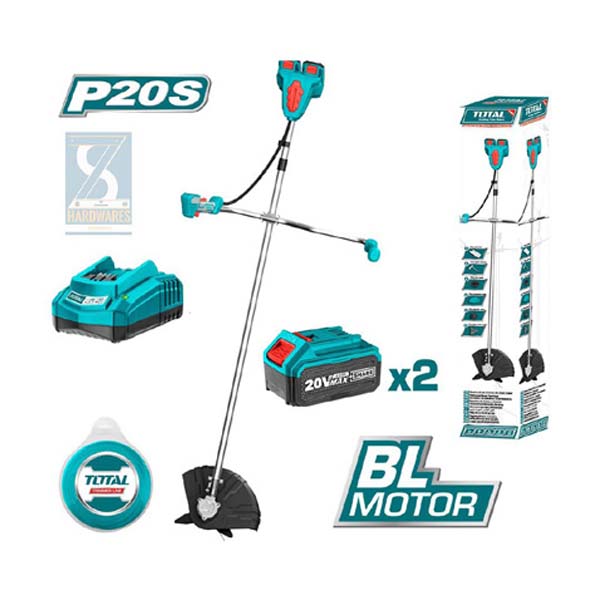 БАТЕРИСКИ ТРИМЕР TOTAL 20V BRUSHLESS СО 2 БАТЕРИИ 4.0AH
