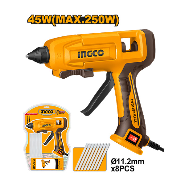 ЕЛЕКТРИЧЕН ПИШТОЛ ЗА СИЛИКОНСКИ СТАПЧИЊА INGCO 45W MAX. 250W