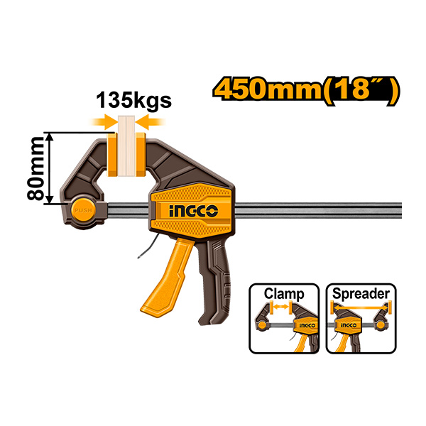 СТОЛАРСКА СТЕГА INGCO PVC + МЕТАЛ 450MM