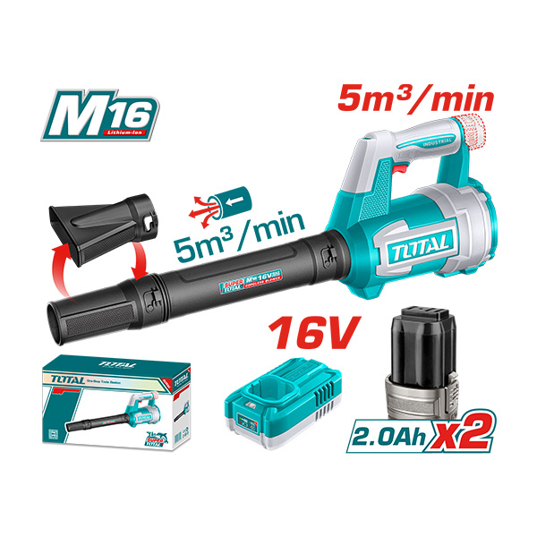 БАТЕРИСКИ ДУВАЧ / ПРАВОСМУКАЛКА TOTAL 16V СО 2 БАТЕРИИ