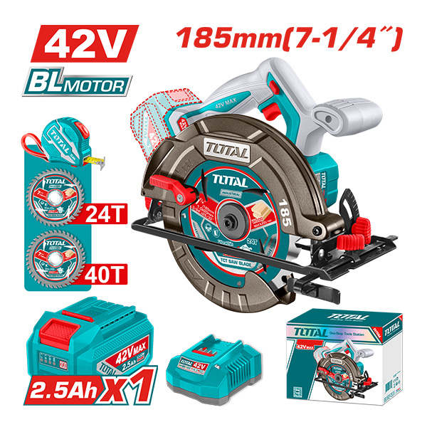 БАТЕРИСКА РАЧНА ЦИРКУЛАРНА ПИЛА 42V Ø185MM СО 1 БАТЕРИЈА 2.5AH
