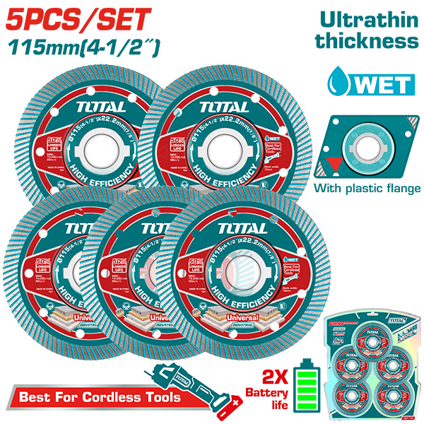ДИЈАМАНТСКИ ДИСК TOTAL 115MM TURBO СЕТ 5/1