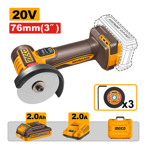 БАТЕРИСКА БРУСИЛКА 20V 76MM СО 1 БАТЕРИЈА